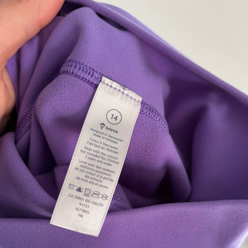 Ivivva Shorts sz 14 (kids lululemon) bike dance training high waisted purple - Picture 3 of 3